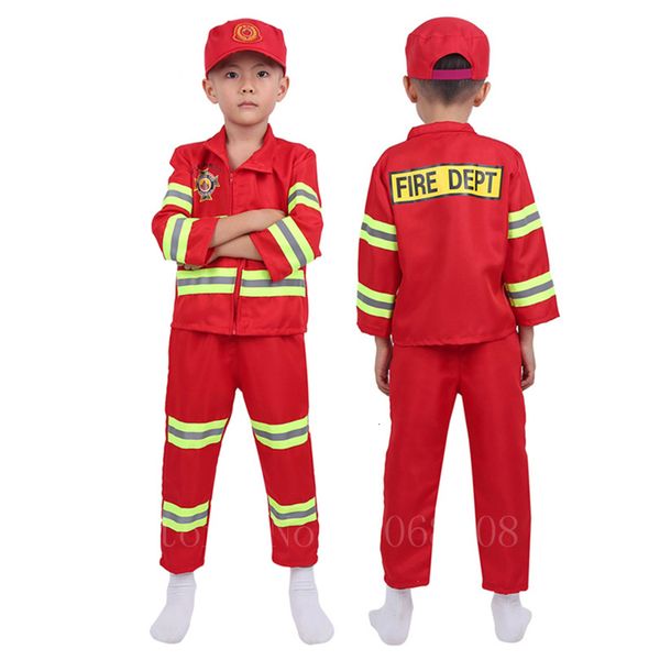 2021 new fireman uniform sam boys girls cosplay costumes fancy halloween firefighter accessories work wear carnival party costume 2n5l, Black
