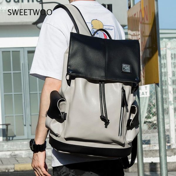 backpack letter pu leather men's waterproof travel computer bag korean student large capacity schoolbag fashion 2021
backpack letter pu leather men's waterproof travel computer bag korean student large capacity schoolbag fashion 2021