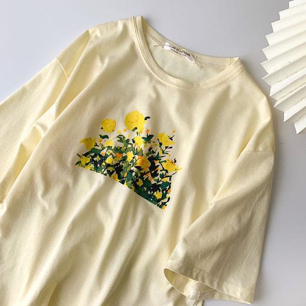 women's t-shirt summer printed women casual loose short sleeve o-neck cotton pullover femme yellow stright, White
women's t-shirt summer printed women casual loose short sleeve o-neck cotton pullover femme yellow stright, White