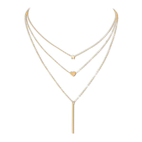 chains long temperament multi-layer heart necklace women's fashion jewelry simple geometric star pendant size, Silver
chains long temperament multi-layer heart necklace women's fashion jewelry simple geometric star pendant size, Silver