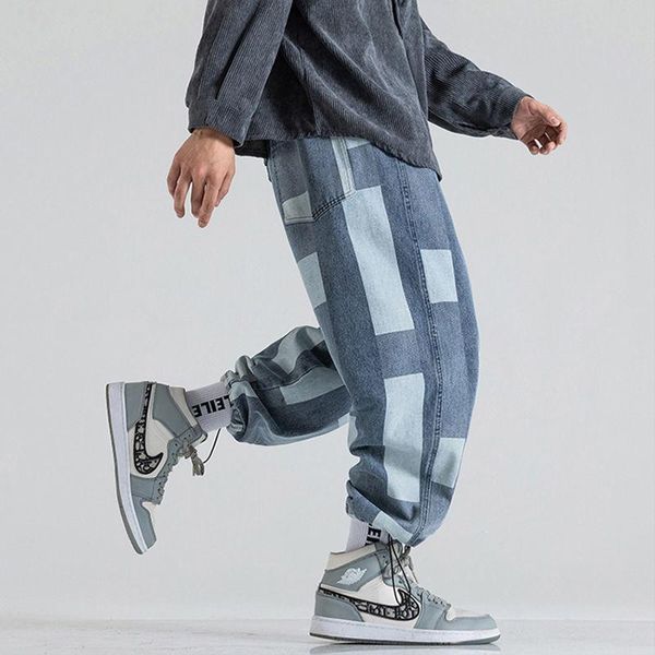 men's pants stylish harem men cotton overalls mens baggy color block hip hop cuffed joggers big pockets blue sweatpants plus size, Black 
men's pants stylish harem men cotton overalls mens baggy color block hip hop cuffed joggers big pockets blue sweatpants plus size, Black