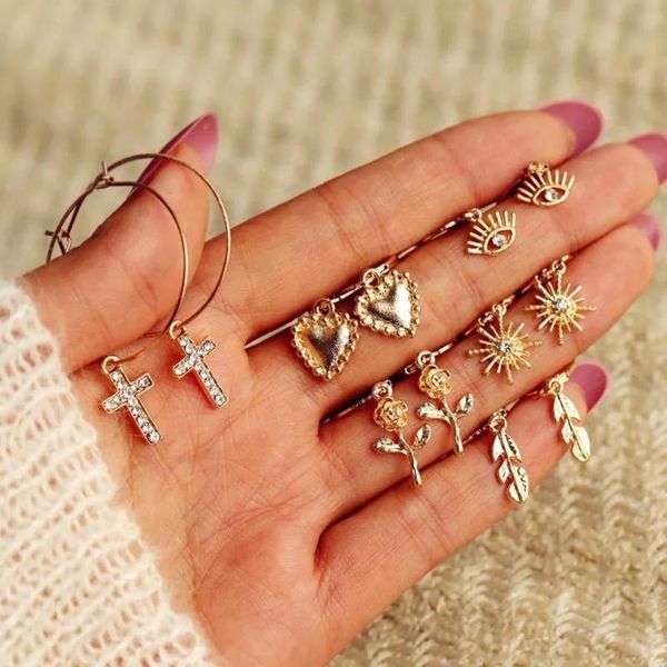 dangle & chandelier metal vintage cross hoop earring set fashion simple flower love heart leaves seven pieces earrings, Silver
dangle & chandelier metal vintage cross hoop earring set fashion simple flower love heart leaves seven pieces earrings, Silver
