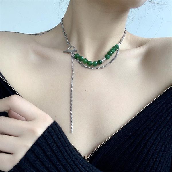 chokers cowbread luxury necklace for women natural stone clavicle steel emerald jade short niche design women's jewelry, Golden;silver
chokers cowbread luxury necklace for women natural stone clavicle steel emerald jade short niche design women's jewelry, Golden;silver