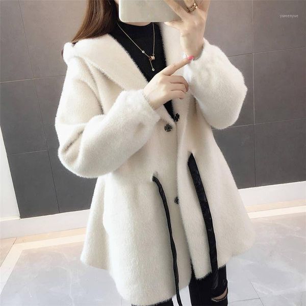 women's fur & faux 2021 autumn fashion slim ladies mink coats winter leopard jacket with sash women coat hooded, Black
women's fur & faux 2021 autumn fashion slim ladies mink coats winter leopard jacket with sash women coat hooded, Black
