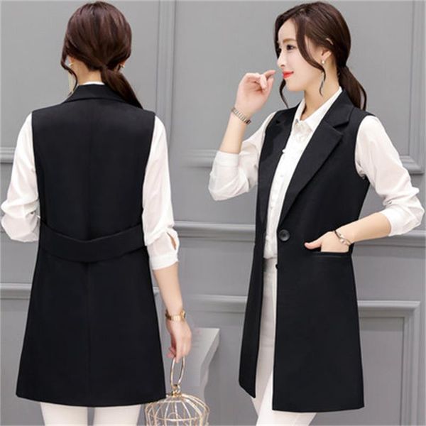 the new 2021 spring autumn was thin sleeveless jacket and black female vest long section a7te, Black;white
the new 2021 spring autumn was thin sleeveless jacket and black female vest long section a7te, Black;white