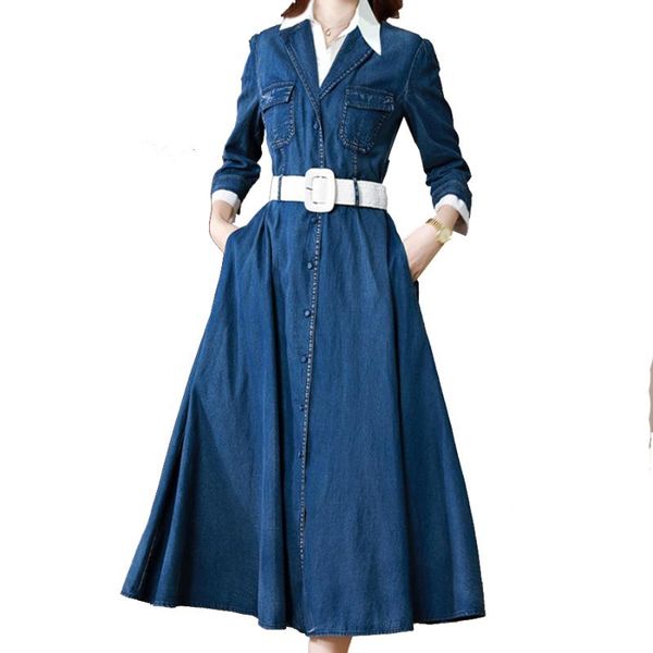 casual dresses spring autumn long mid-calf three quarter sleeve single breasted detachable turn down collar pocket dress with belt blue, Black;gray
casual dresses spring autumn long mid-calf three quarter sleeve single breasted detachable turn down collar pocket dress with belt blue, Black;gray