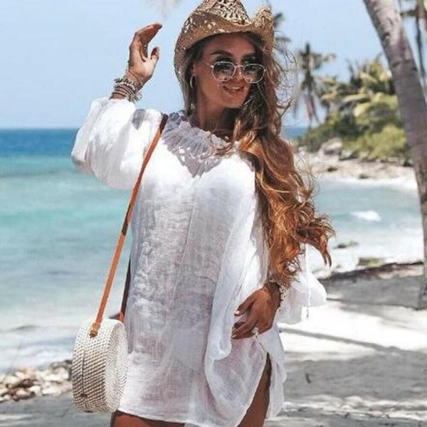 women's swimwear womens bathing suit loose crochet bikini cover up summer beachwear dress, White;black
women's swimwear womens bathing suit loose crochet bikini cover up summer beachwear dress, White;black