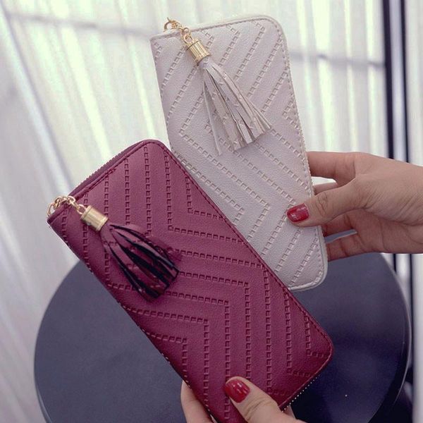 wallets women long wallet leather dollar price tassel purse card holder carteira feminina holders femal, Red;black
wallets women long wallet leather dollar price tassel purse card holder carteira feminina holders femal, Red;black
