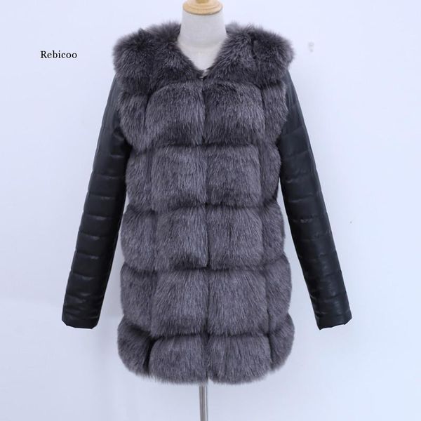 women's fur & faux winter women coat high imitation silver removable sleeves thick warm coats overcoat, Black
women's fur & faux winter women coat high imitation silver removable sleeves thick warm coats overcoat, Black