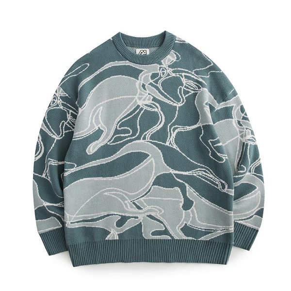 men's sweaters tide brand retro totem sweater, White;black