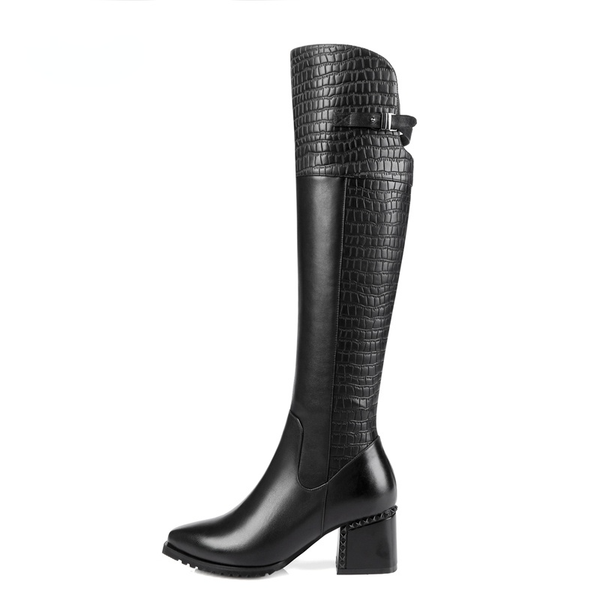 knee high boots women 2020 handmade genuine leather autumn winter high heels zipper office punk goth casual long shoes 34-42, Black
knee high boots women 2020 handmade genuine leather autumn winter high heels zipper office punk goth casual long shoes 34-42, Black