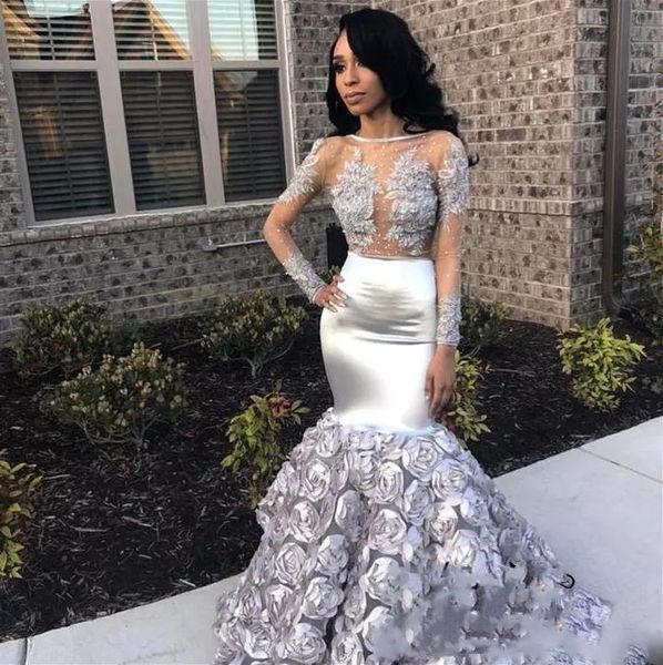 gorgeous rose flowers mermaid prom dresses 2021 appliques beads sheer long sleeve evening gown silver stretchy satin robes de soirée, Black;red
gorgeous rose flowers mermaid prom dresses 2021 appliques beads sheer long sleeve evening gown silver stretchy satin robes de soirée, Black;red