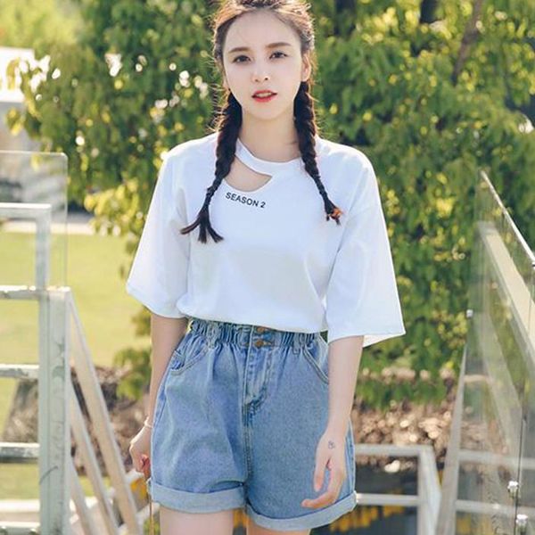 women's shorts loose denim high waist pocket mini fashion ladies casual leg-openings plus size button, White;black
women's shorts loose denim high waist pocket mini fashion ladies casual leg-openings plus size button, White;black