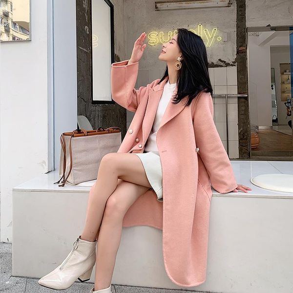 women's wool & blends double sided cashmere coat middle and long 2021 winter clothes korean loose thin, Black
women's wool & blends double sided cashmere coat middle and long 2021 winter clothes korean loose thin, Black