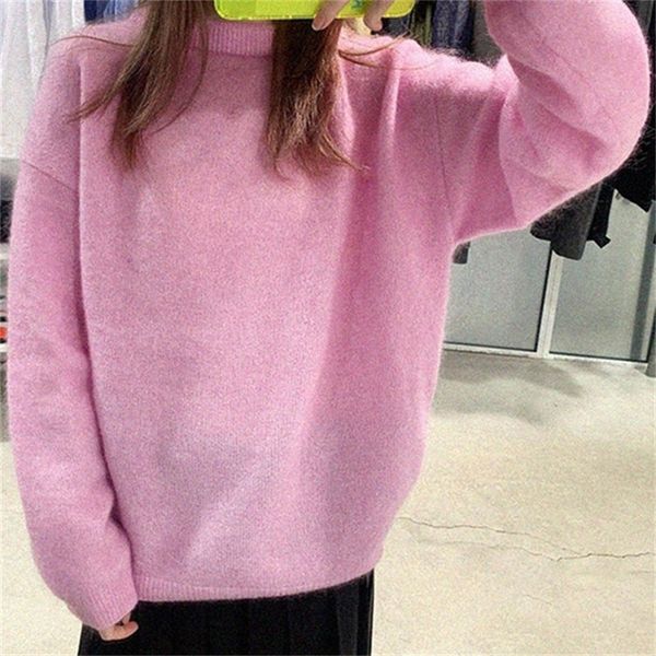 2021 new color pink long-sleeved loose pullover mohair sweater women 3ax7, White;black
2021 new color pink long-sleeved loose pullover mohair sweater women 3ax7, White;black