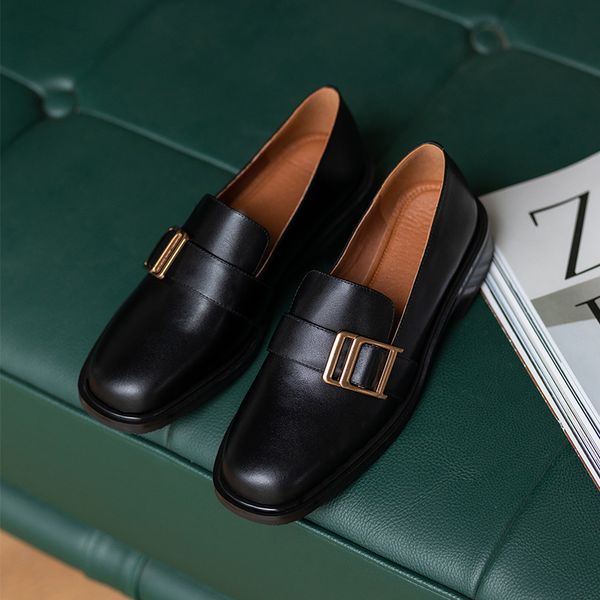 Womens genuine leather metal buckle slip-on flats loafers leisure soft comfortable moccasins square toe casual retro daily shoeDress Shoes, Black
Womens genuine leather metal buckle slip-on flats loafers leisure soft comfortable moccasins square toe casual retro daily shoeDress Shoes, Black