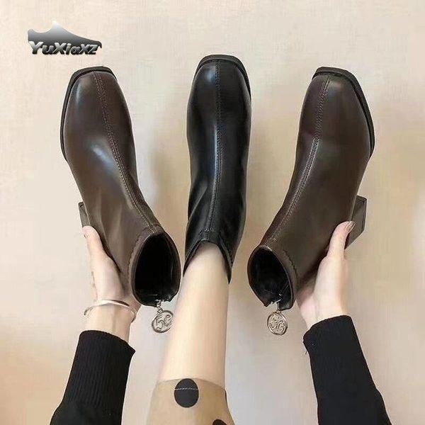 boots 2021 winter rear zipper square toe thick heel short female british style fashion all-match women k808, Black
boots 2021 winter rear zipper square toe thick heel short female british style fashion all-match women k808, Black