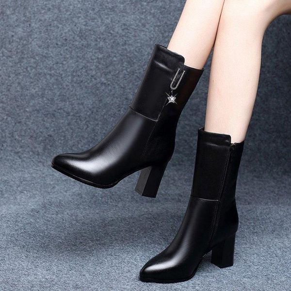 boots winter women mid-calf shoes casual pointed toe high heels pu leather dress snow botas zapatos mujer, Black
boots winter women mid-calf shoes casual pointed toe high heels pu leather dress snow botas zapatos mujer, Black
