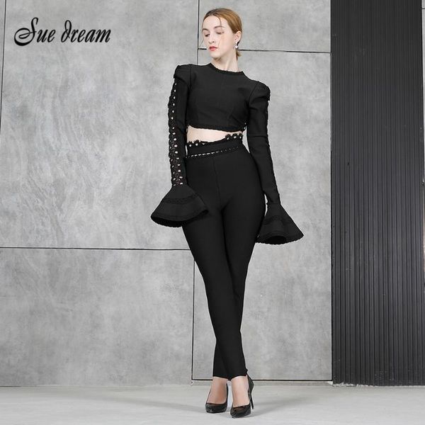 women's two piece pants o-neck hollow lace sleeve and pencil ladies 2 bandage set elegant celebrity club party, White
women's two piece pants o-neck hollow lace sleeve and pencil ladies 2 bandage set elegant celebrity club party, White