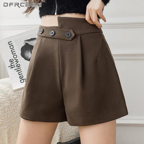 women's shorts high waist casual button wool women 2021 autumn winter loose ladies woolen short trousers for boots coffee, White;black
women's shorts high waist casual button wool women 2021 autumn winter loose ladies woolen short trousers for boots coffee, White;black