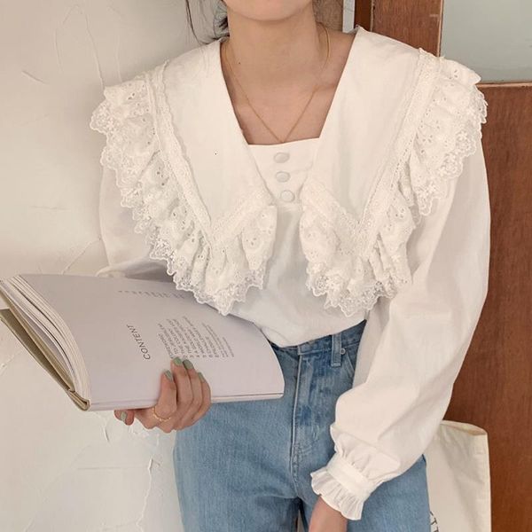vintage sailor collar buttons ruffles stitching women blouses shirts autumn winter ladies pullovers long sleeve female shirts, White
vintage sailor collar buttons ruffles stitching women blouses shirts autumn winter ladies pullovers long sleeve female shirts, White