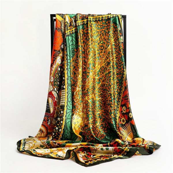 scarves fashion oil painting silk square scarf women's 90*90cm neck drawstring belt wrap warp soft turban cover, Blue;gray
scarves fashion oil painting silk square scarf women's 90*90cm neck drawstring belt wrap warp soft turban cover, Blue;gray
