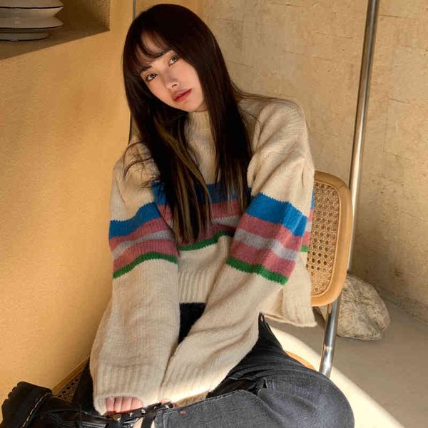women's color pullover, striped knitted film control, autumn and winter korean version, more languag, White;black
women's color pullover, striped knitted film control, autumn and winter korean version, more languag, White;black