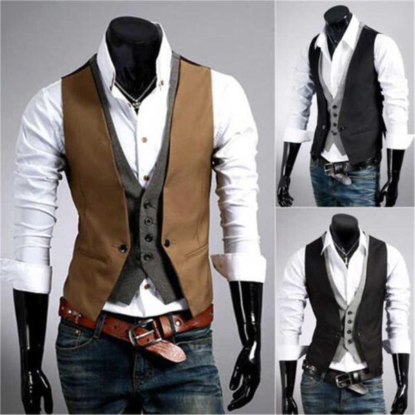 men's vests suit waistcoat v-neck dress business tuxedo slim vest casual fashion coat, Black;white
men's vests suit waistcoat v-neck dress business tuxedo slim vest casual fashion coat, Black;white