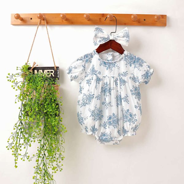 year's summer baby girl's short sleeve hand painted blue flower cute dress, White
year's summer baby girl's short sleeve hand painted blue flower cute dress, White