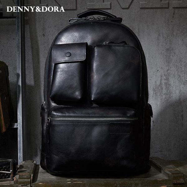backpack luxury mens cow leather bag military style