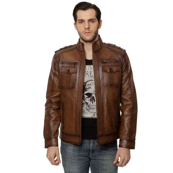 men's leather & faux man jacket lambskin geniue sheepskin metal zipper satin lining, Black
men's leather & faux man jacket lambskin geniue sheepskin metal zipper satin lining, Black