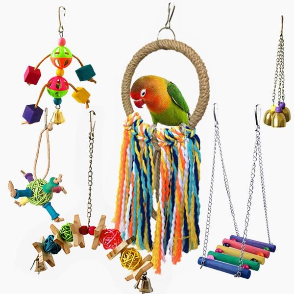 other bird supplies 6pcs parrot toy funny assorted bite resistant cage set colorful swing, hanging ring, chew
other bird supplies 6pcs parrot toy funny assorted bite resistant cage set colorful swing, hanging ring, chew