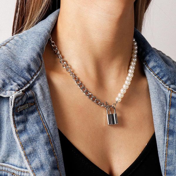 asymmetric pearl chains chokers necklaces lock pendant necklace for women gold silver color collare fashion party jewelry
asymmetric pearl chains chokers necklaces lock pendant necklace for women gold silver color collare fashion party jewelry