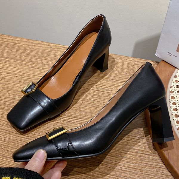 womens genuine leather thick high heel square toe slip-on pumps metal buckle ol style elegant ladies daily dress shoes women, Black
womens genuine leather thick high heel square toe slip-on pumps metal buckle ol style elegant ladies daily dress shoes women, Black