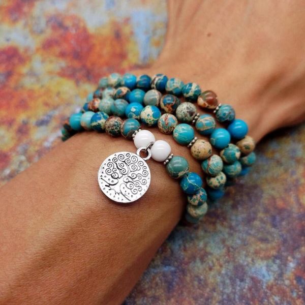 link, chain 6mm beads mala necklace & bracelets pale blue pine natural semi-precious stone yoga bracelet lotus 108, Black
link, chain 6mm beads mala necklace & bracelets pale blue pine natural semi-precious stone yoga bracelet lotus 108, Black