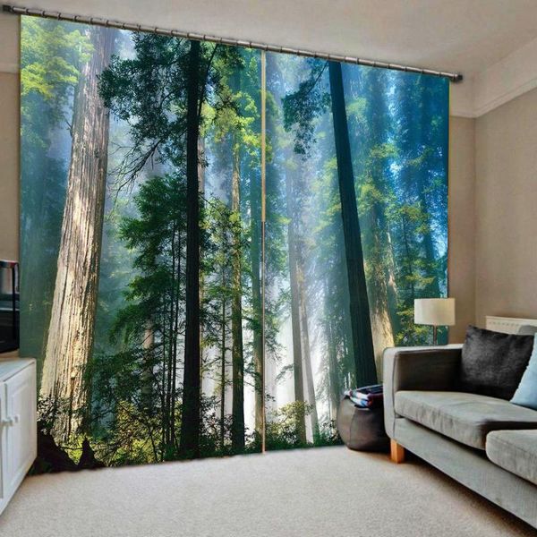 curtain & drapes blackout living room curtains forest landscape for window home decor modern 3d