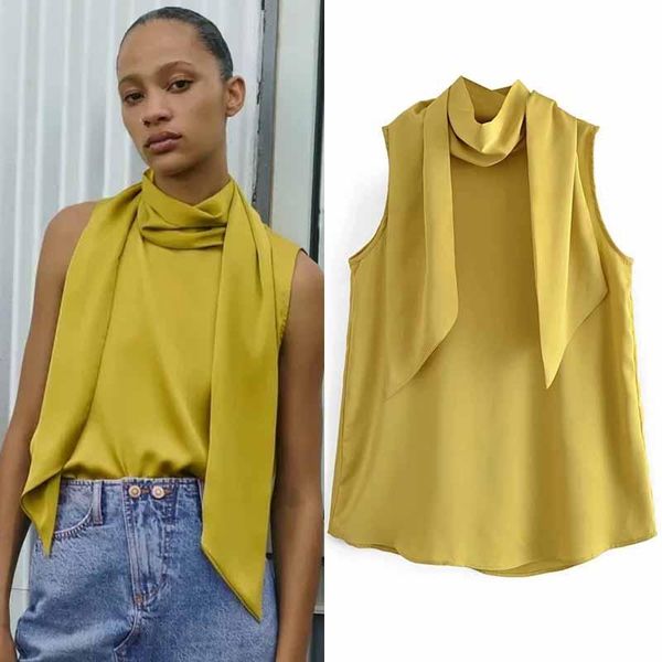 women's blouses & shirts fashion women lightweight satin sleeveless solid yellow casual female blouse loose silk shirt, White
women's blouses & shirts fashion women lightweight satin sleeveless solid yellow casual female blouse loose silk shirt, White