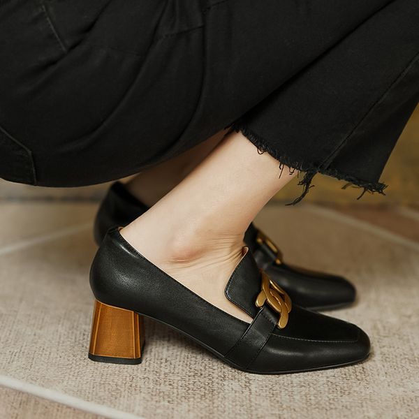 womens genuine leather thick high heel sqaure toe slip-on pumps sqaure toe chain decoration ol style soft comfortable shoes hot, Black
womens genuine leather thick high heel sqaure toe slip-on pumps sqaure toe chain decoration ol style soft comfortable shoes hot, Black