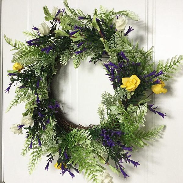 18 inch artificial flower wreath with eucalyptus leaves fern decor door wreath for spring indoor outdoor decoration
18 inch artificial flower wreath with eucalyptus leaves fern decor door wreath for spring indoor outdoor decoration