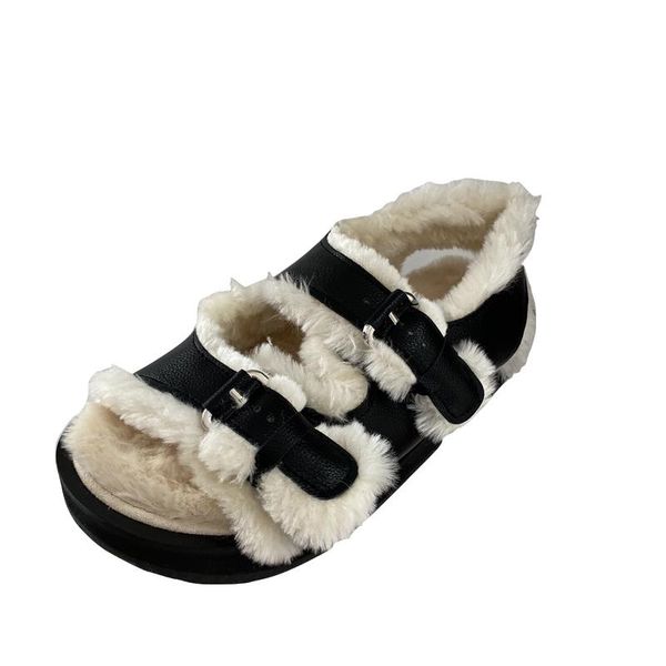 sandals women with heel platform winter fur buckle flats street luxury designer shoes fashion warm ladies sandel sandalen dames, Black
sandals women with heel platform winter fur buckle flats street luxury designer shoes fashion warm ladies sandel sandalen dames, Black