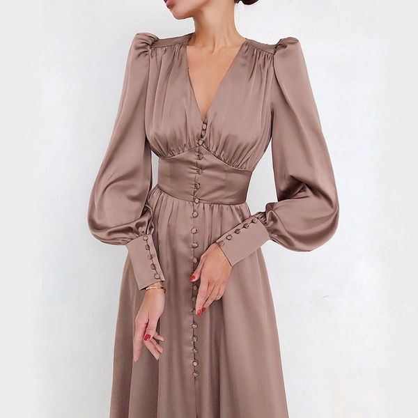 casual dresses women single breasted dress v neck mid-calf slim female fashion lantern long sleeve high waist satin party, Black;gray
casual dresses women single breasted dress v neck mid-calf slim female fashion lantern long sleeve high waist satin party, Black;gray