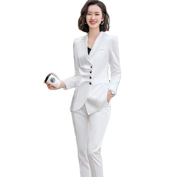women's two piece pants s-5xl high-quality commuter blazer double-breasted 2021 autumn korean professional wear casual suit 2-piece, White
women's two piece pants s-5xl high-quality commuter blazer double-breasted 2021 autumn korean professional wear casual suit 2-piece, White
