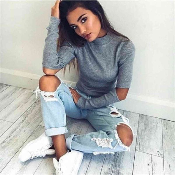 autumn in women jumper sweater solid elbow hole long sleeve crop coat pullover, White;black
autumn in women jumper sweater solid elbow hole long sleeve crop coat pullover, White;black