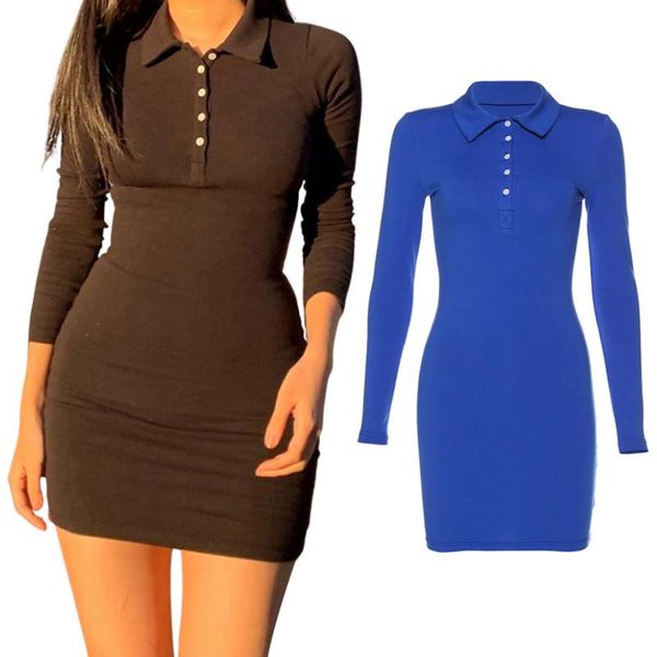 casual dresses women\u2021s fashion solid color short dress button lapel long sleeve skinny spring autumn, Black;gray
casual dresses women\u2021s fashion solid color short dress button lapel long sleeve skinny spring autumn, Black;gray