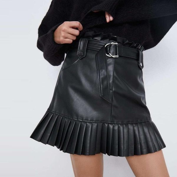skirts summer elegant chic pu leather skirt women ruffles mini bow tie sashes pockets zipper pleated 2021, Black
skirts summer elegant chic pu leather skirt women ruffles mini bow tie sashes pockets zipper pleated 2021, Black