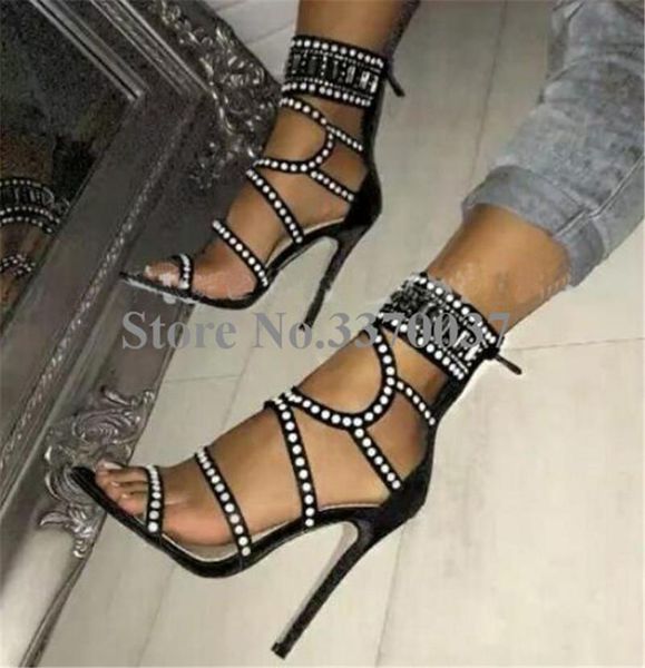 2021 new fashion women open toe rhinestone high heel sandals ankle wrap crystal gladiator sandals formal dress shoes, Black
2021 new fashion women open toe rhinestone high heel sandals ankle wrap crystal gladiator sandals formal dress shoes, Black