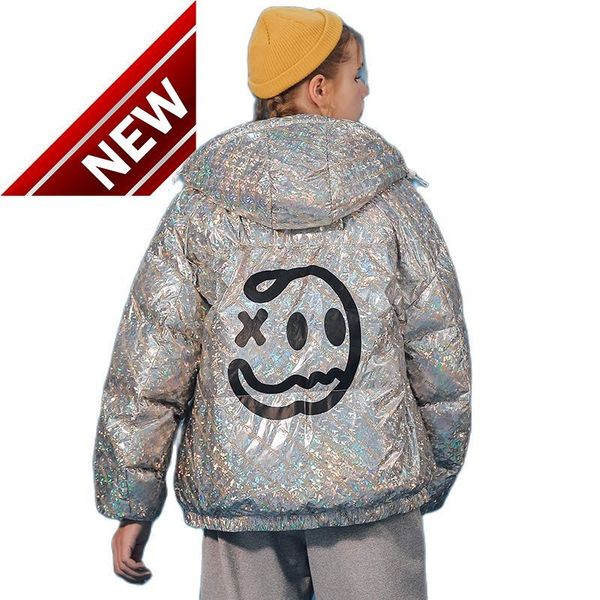 down jacket men and women of the same style couple neutral face print hooded white eiderdown down, Black
down jacket men and women of the same style couple neutral face print hooded white eiderdown down, Black