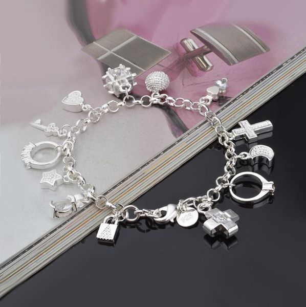 link, chain beautiful silver color plated jewelry, wholesale n925 charm fashion 13 pendant bracelet /, Black
link, chain beautiful silver color plated jewelry, wholesale n925 charm fashion 13 pendant bracelet /, Black