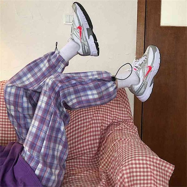 jogger pants women fashion purple plaid loose high waist female trousers track hip hop harem pants pockets summer streetwear 210925, Black;white
jogger pants women fashion purple plaid loose high waist female trousers track hip hop harem pants pockets summer streetwear 210925, Black;white