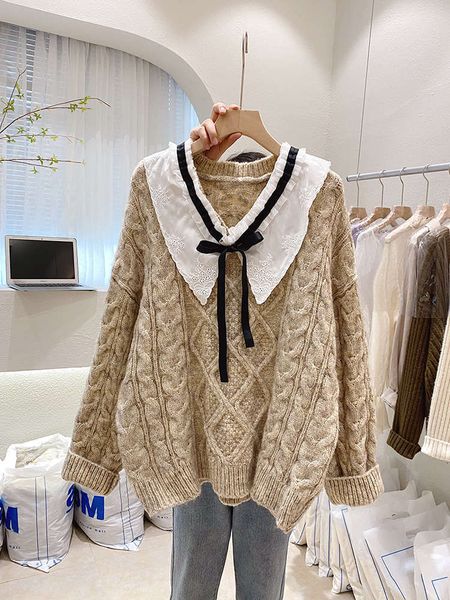 fashion and college new style sweater autumn women's pullover winter loose twist baby collar ruffle in 2020 luxury, White;black
fashion and college new style sweater autumn women's pullover winter loose twist baby collar ruffle in 2020 luxury, White;black